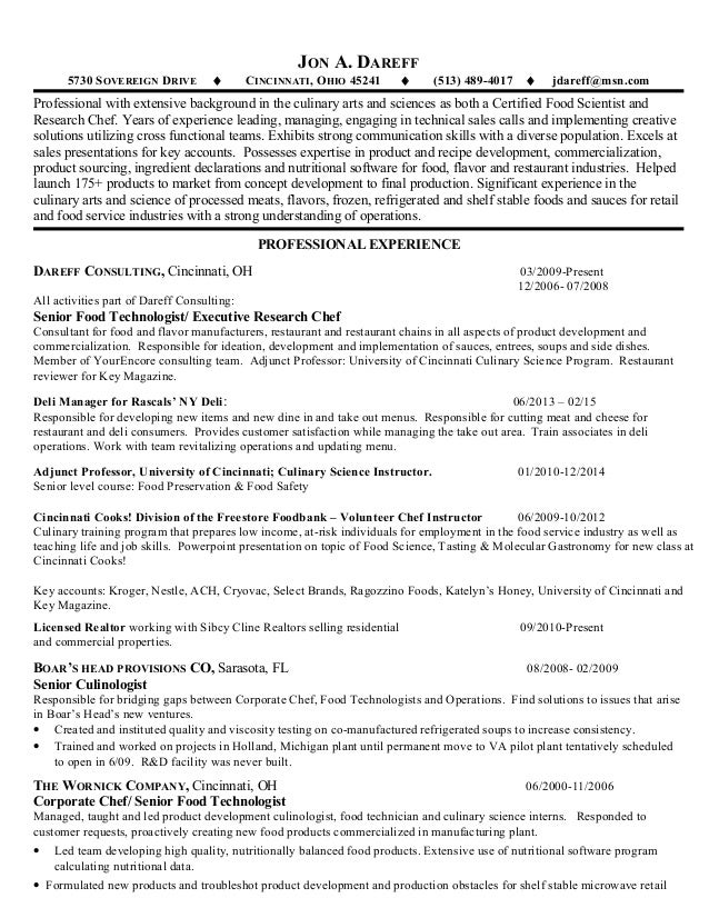 food scientist resumes