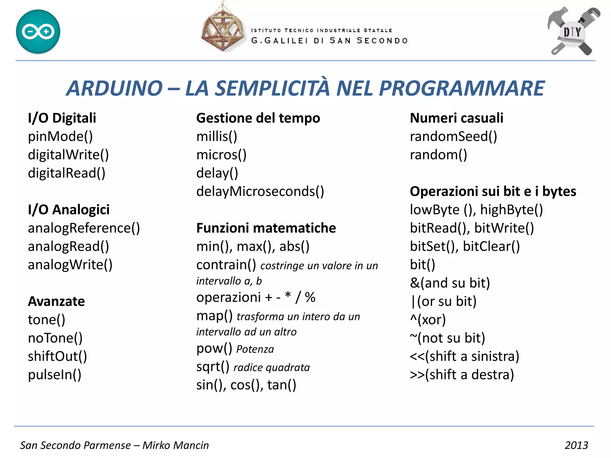 Lezione introduttiva su Arduino | PDF
