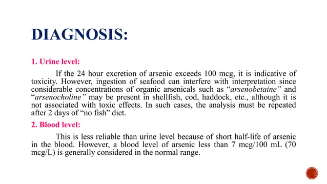 Clinical symptoms and management of Arsenic poisoning | PDF | Chemistry ...