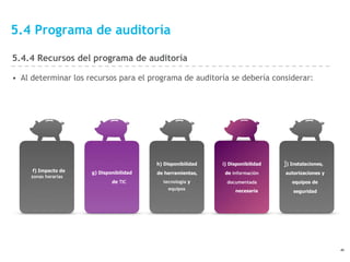 5.4 Programa de auditoría
5.4.4 Recursos del programa de auditoría
• Al determinar los recursos para el programa de audito...