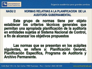 NAGU 2 NORMAS RELATIVAS A LA PLANIFICACION DE LA
AUDITORÍA GUBERNAMENTAL
 