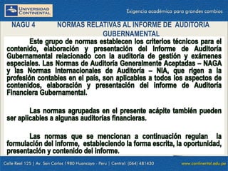 NAGU 4 NORMAS RELATIVAS AL INFORME DE AUDITORÍA
GUBERNAMENTAL
 