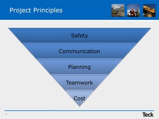 Project Principles
Safety
Communication
Planning
Teamwork
Cost
9
 
