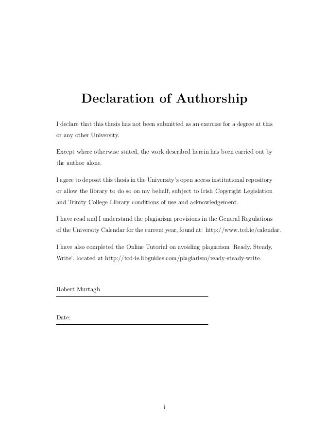 Declaration of authorship master thesis