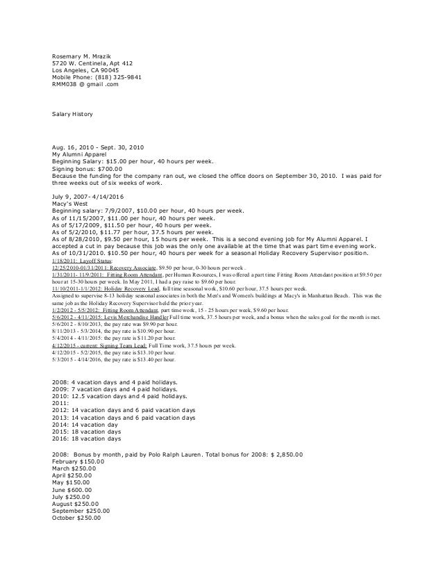 salary history history salary