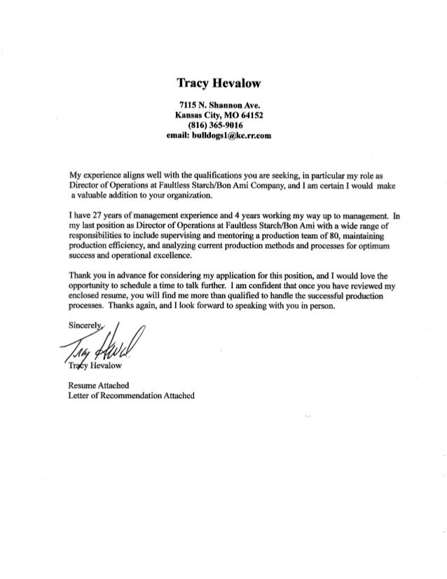 Tracy Cover Letter Resume Letter Of Recommendation References