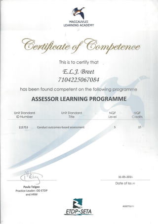 Assessor Learning Programme