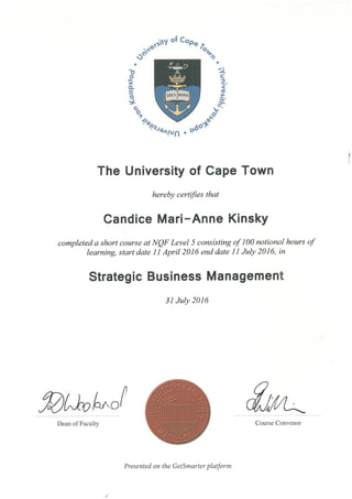 UCT Strategic Business Management Certificate