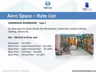 www.virtuelandevelopers.comCorporate Presentation - May 2016
Aero Space – Rate List
COMMERCIAL BOOTH
An ideal space for sm...