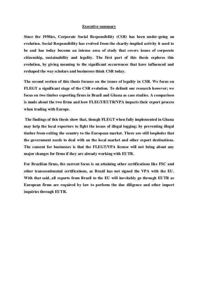 Corporate social responsibility thesis case study