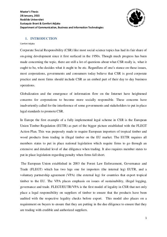 Master thesis csr