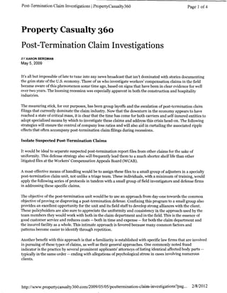 Article on Post Term Claims Investigations