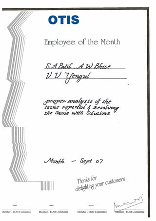 Emploee Of the month Certificate