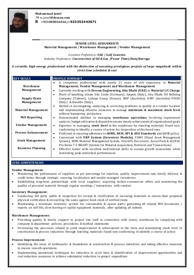 cv for warehouse supervisor m jamil warehouse cv