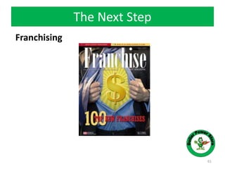 The Next Step
Franchising
61
 