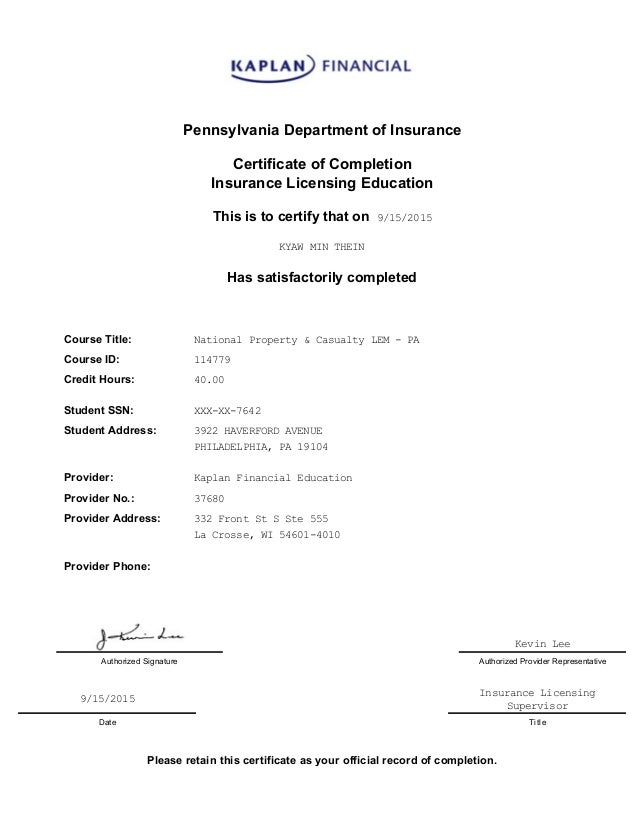 Property And Casualty License Pa PRORFETY