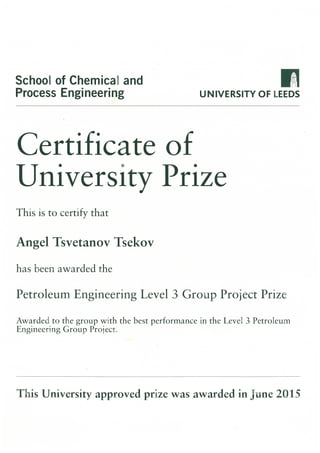 Univeristy of Leeds Certificate - Angel Tsekov
