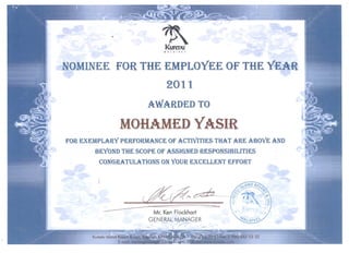2011 December Employee of the Year Nominee