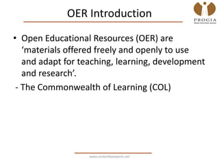 Open educational resources (oer) for teaching and learning | PDF