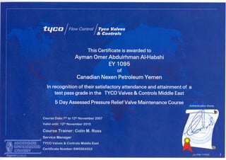 TYCO Certificate