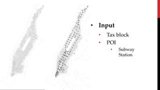 • Input
• Tax block
• POI
• Subway
Station
 