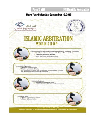 Page 5 of 6 IFM Monthly Newsletter
Mark Your Calendar: September 19, 2015
 