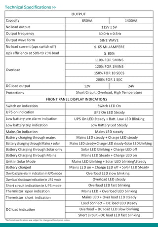 Solar Home UPS Catalogue