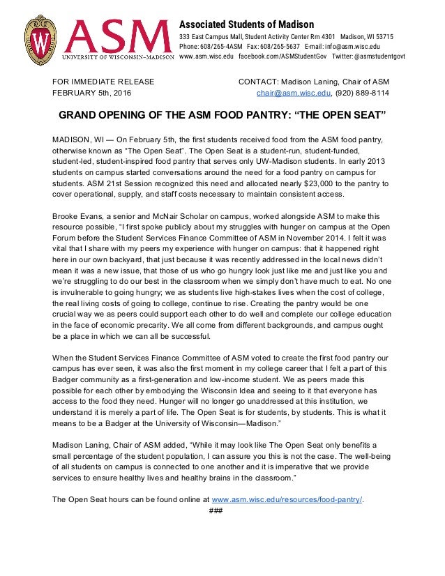 Asm Press Release The Open Seat