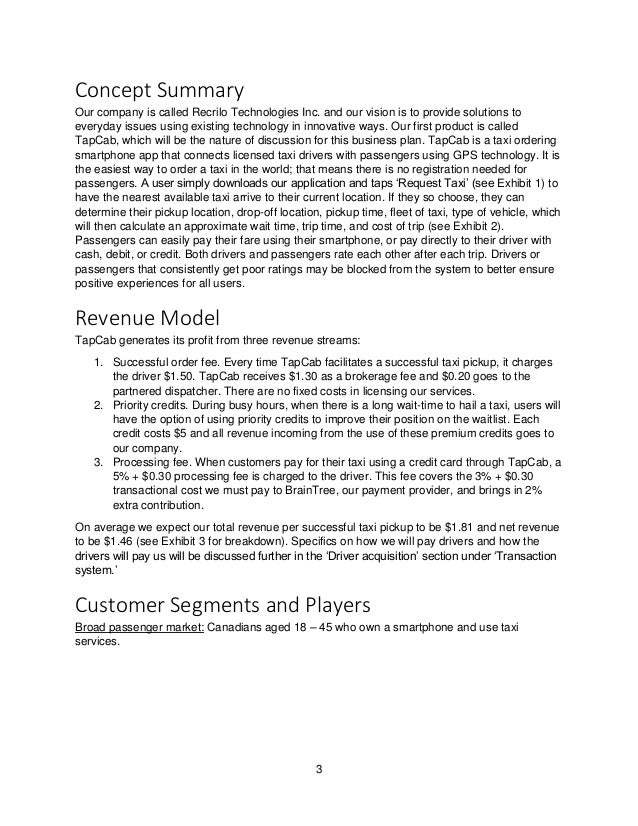 taxi service business plan