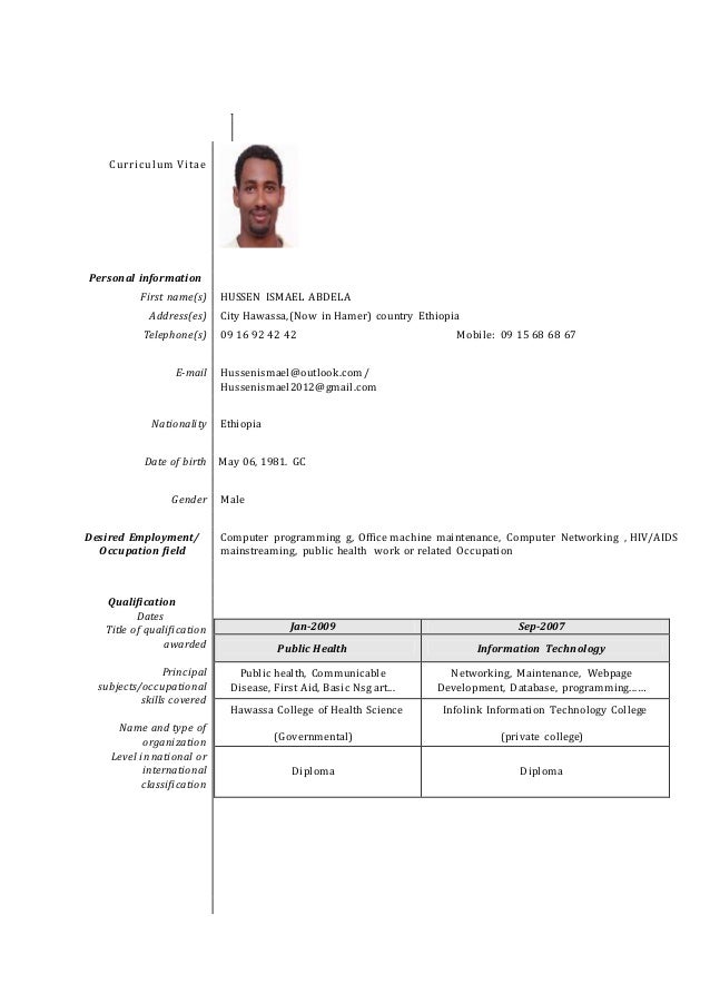 Field of study in resume example picture