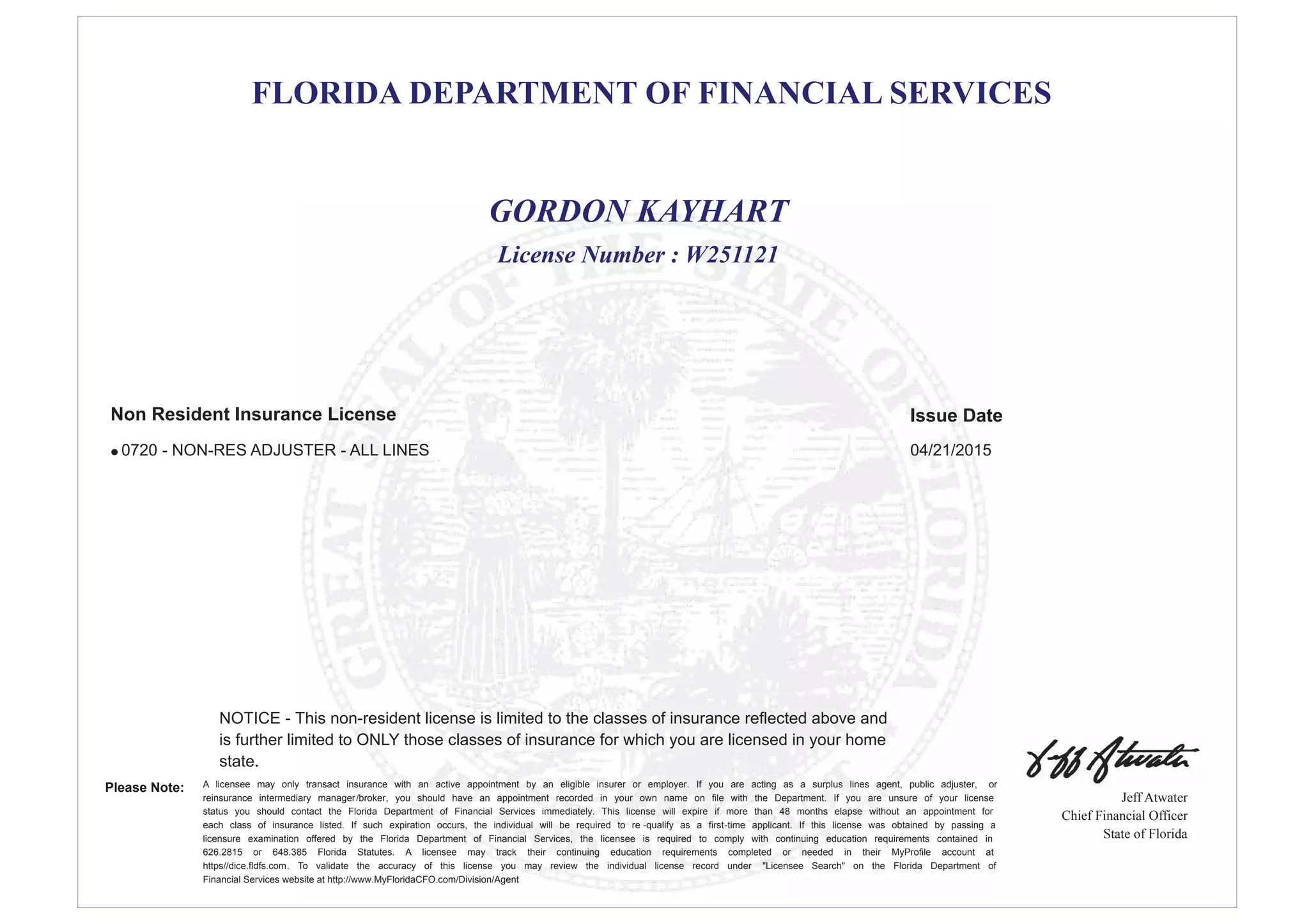 Florida License | PDF