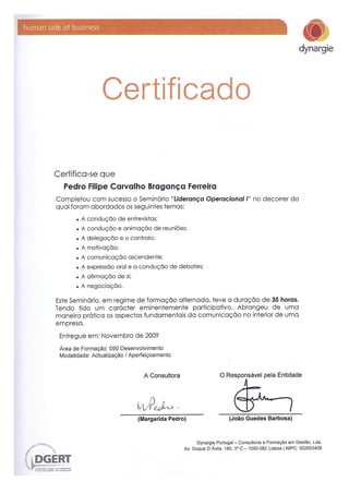 Operational Leadership by Dynargie - Diploma  Certificate