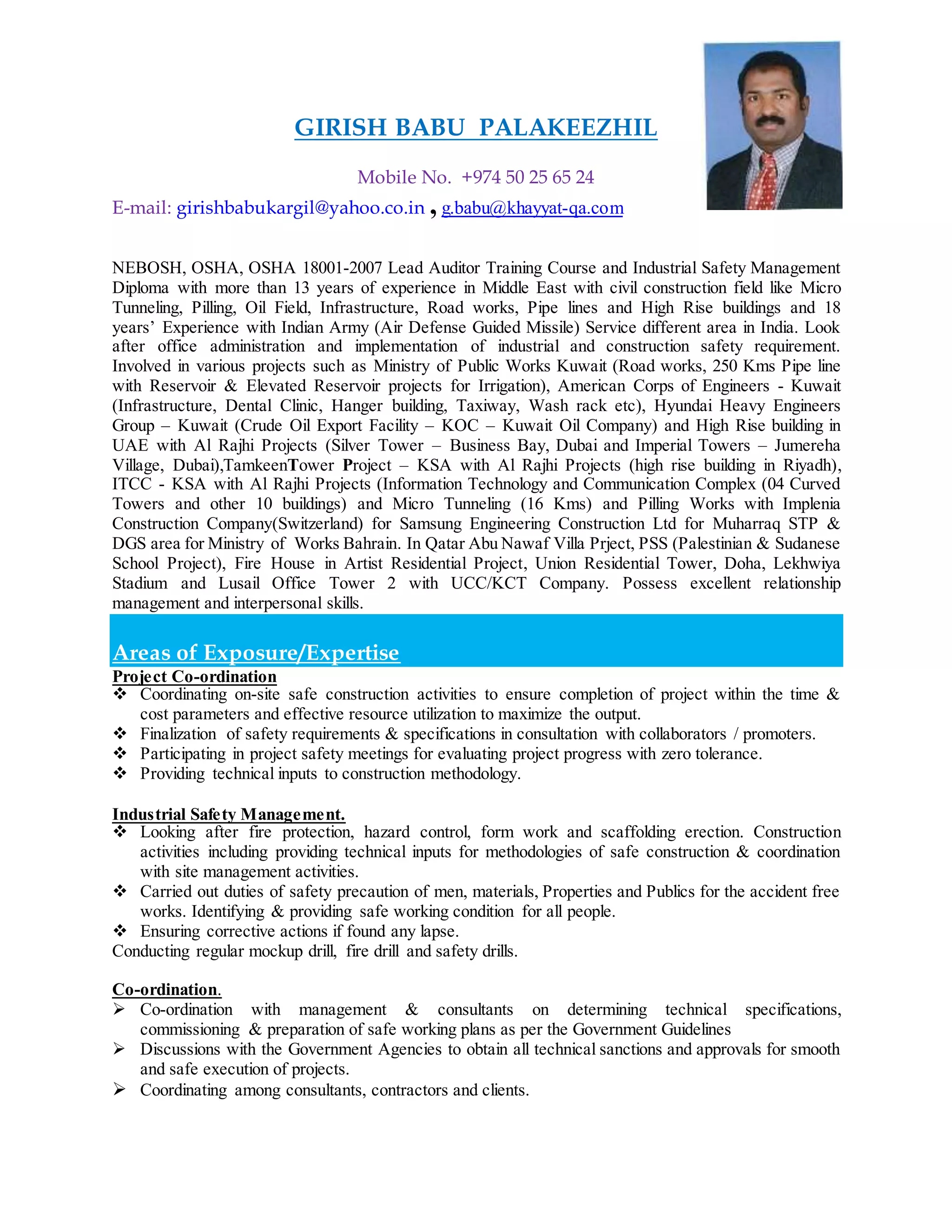 CV of GIRISH BABU PALAKEEZHIL Nov 2015 | DOCX