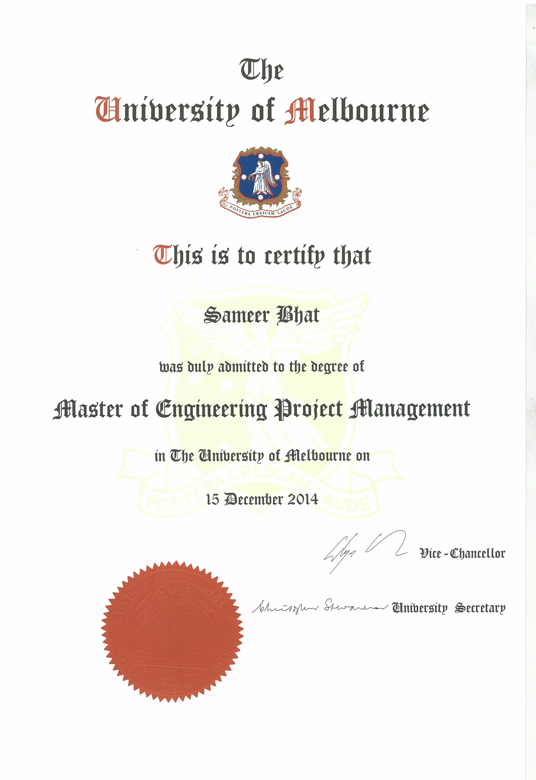Master Degree Certificate | PDF