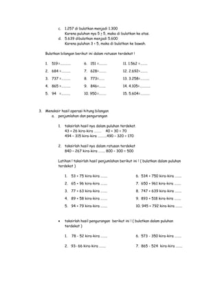 Materi Matematika Bab 1 Bilangan Bulat Kelas 5 | DOC