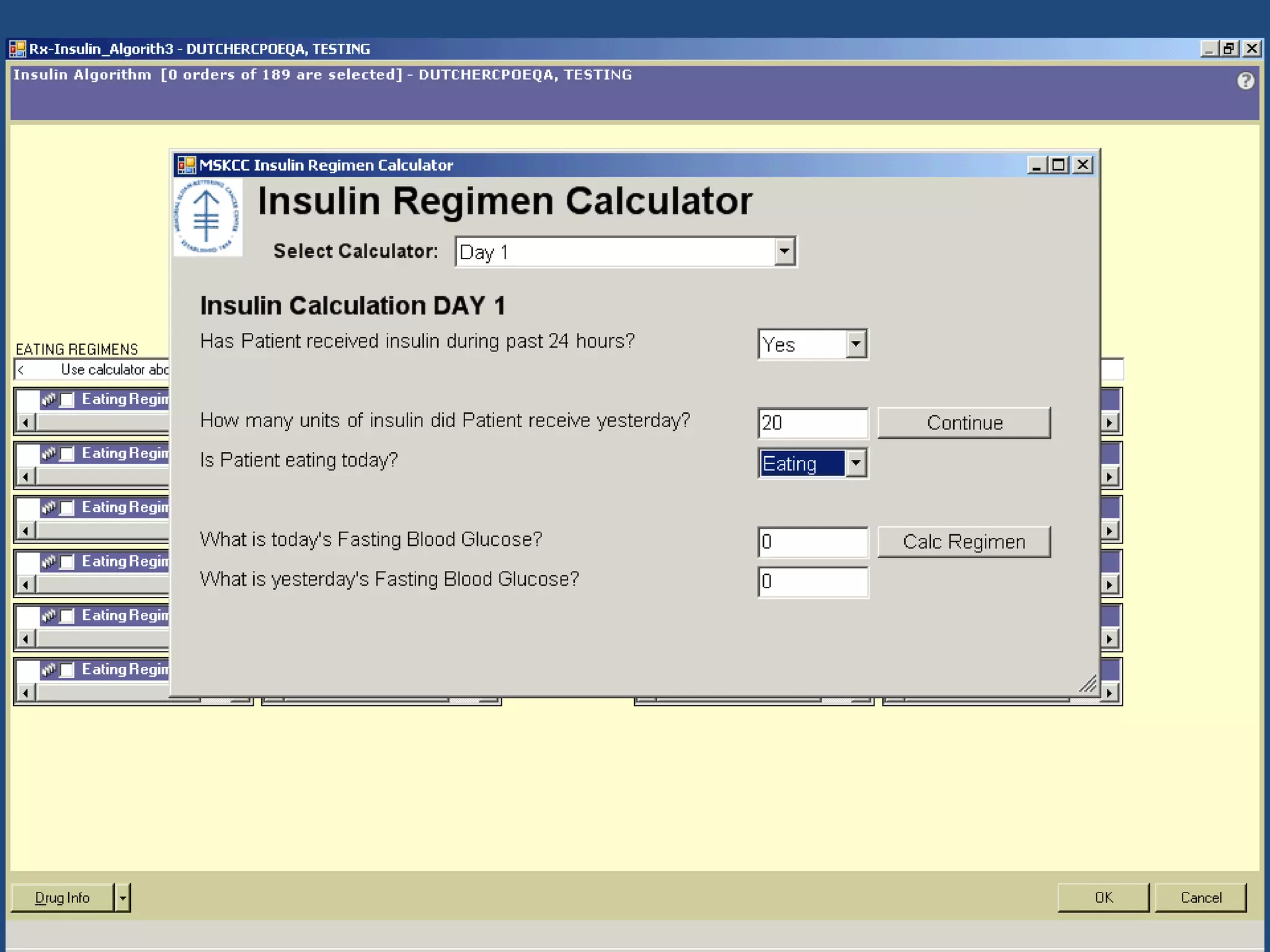 Inpatient insulin orderset
