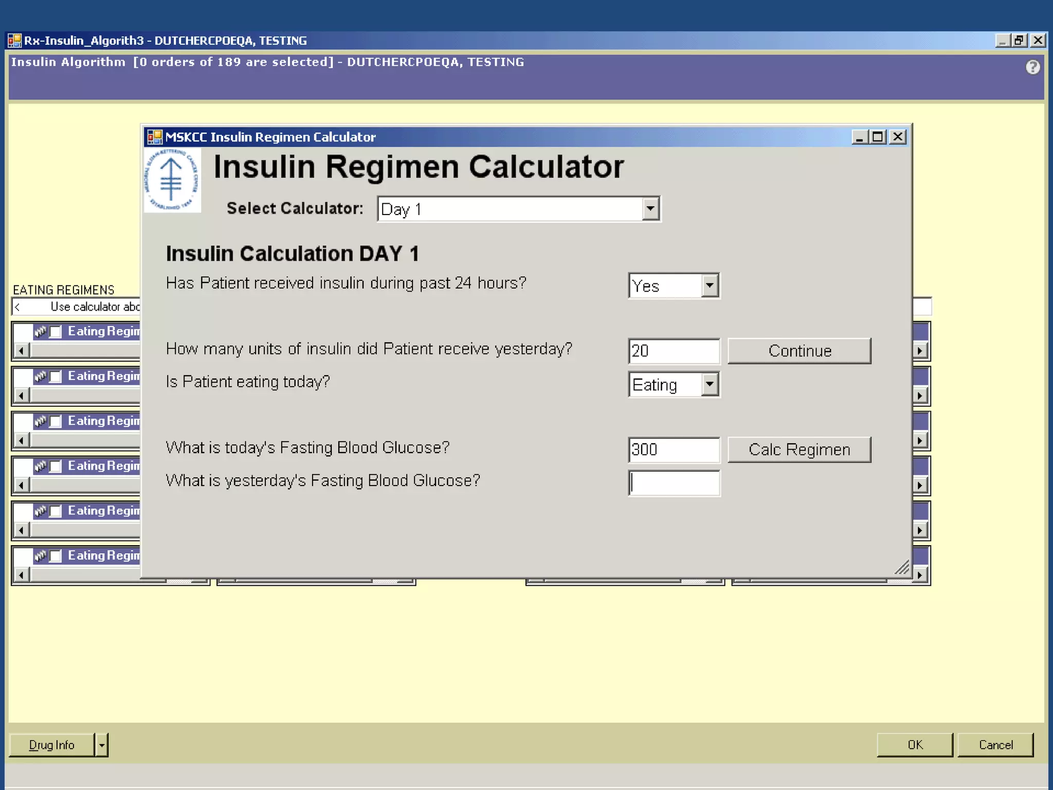 Inpatient insulin orderset