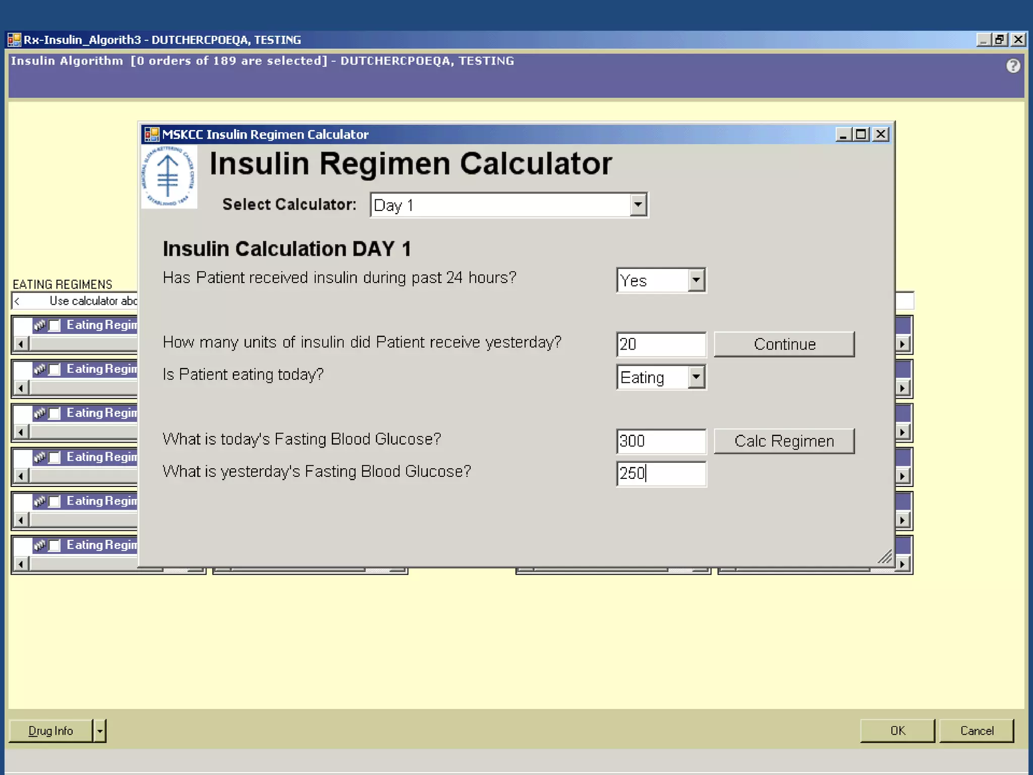 Inpatient insulin orderset