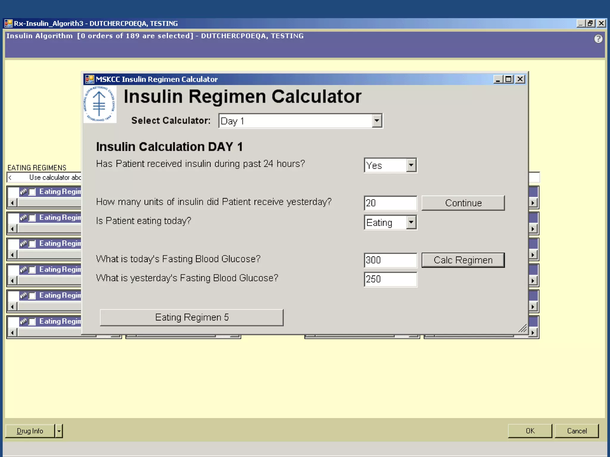 Inpatient insulin orderset