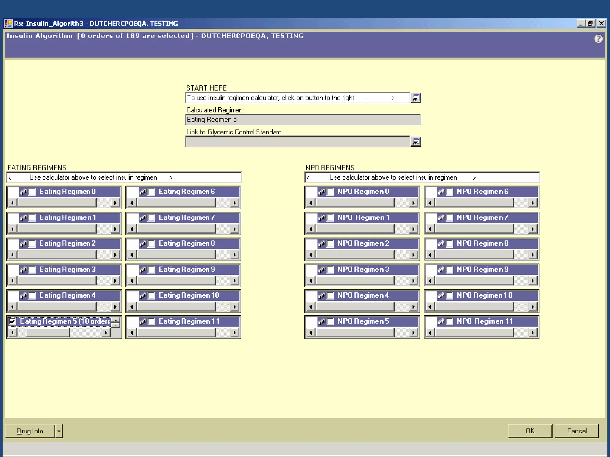 Inpatient insulin orderset