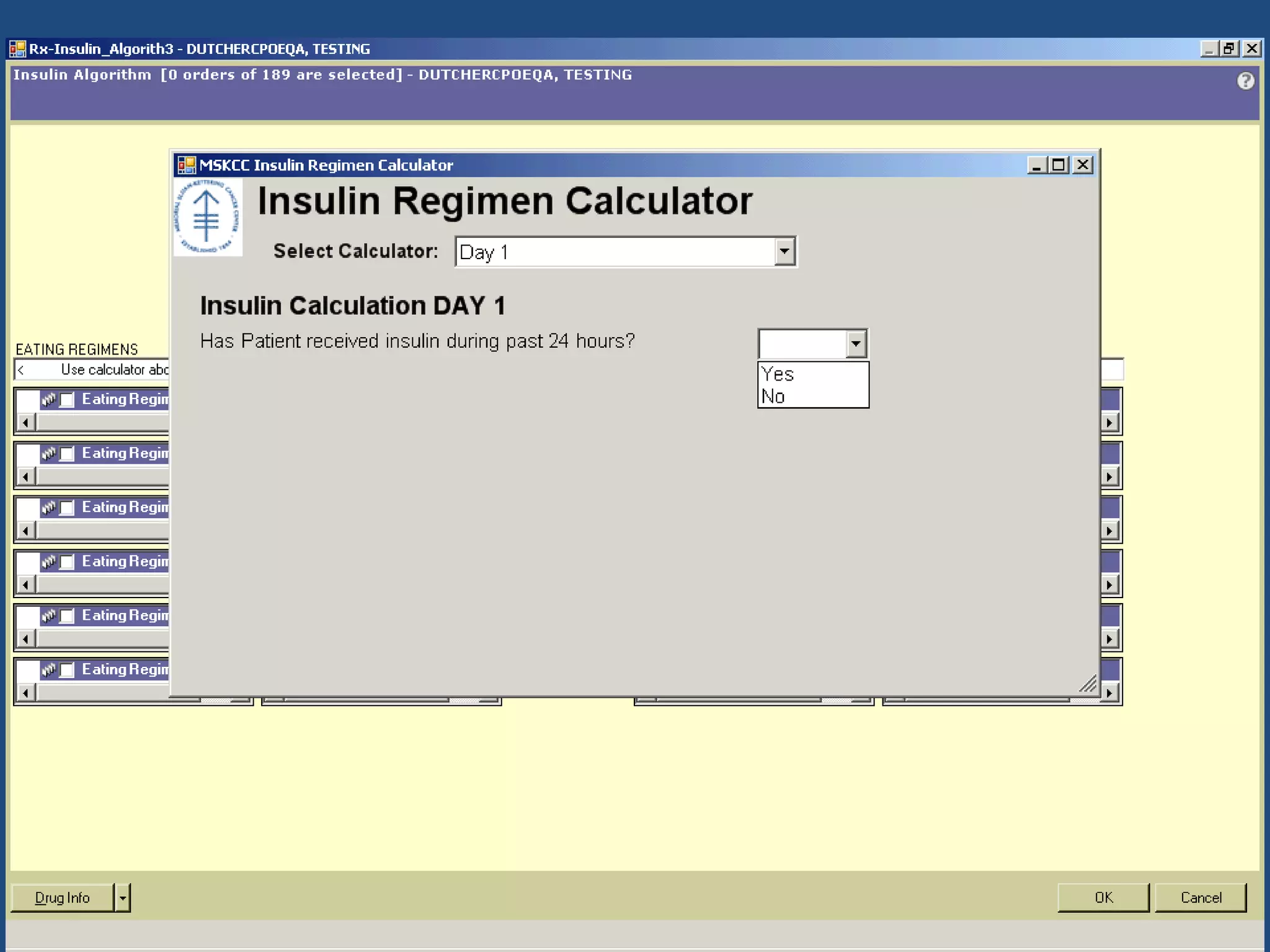 Inpatient insulin orderset