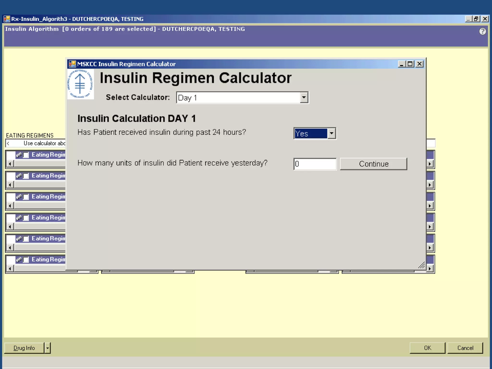 Inpatient insulin orderset