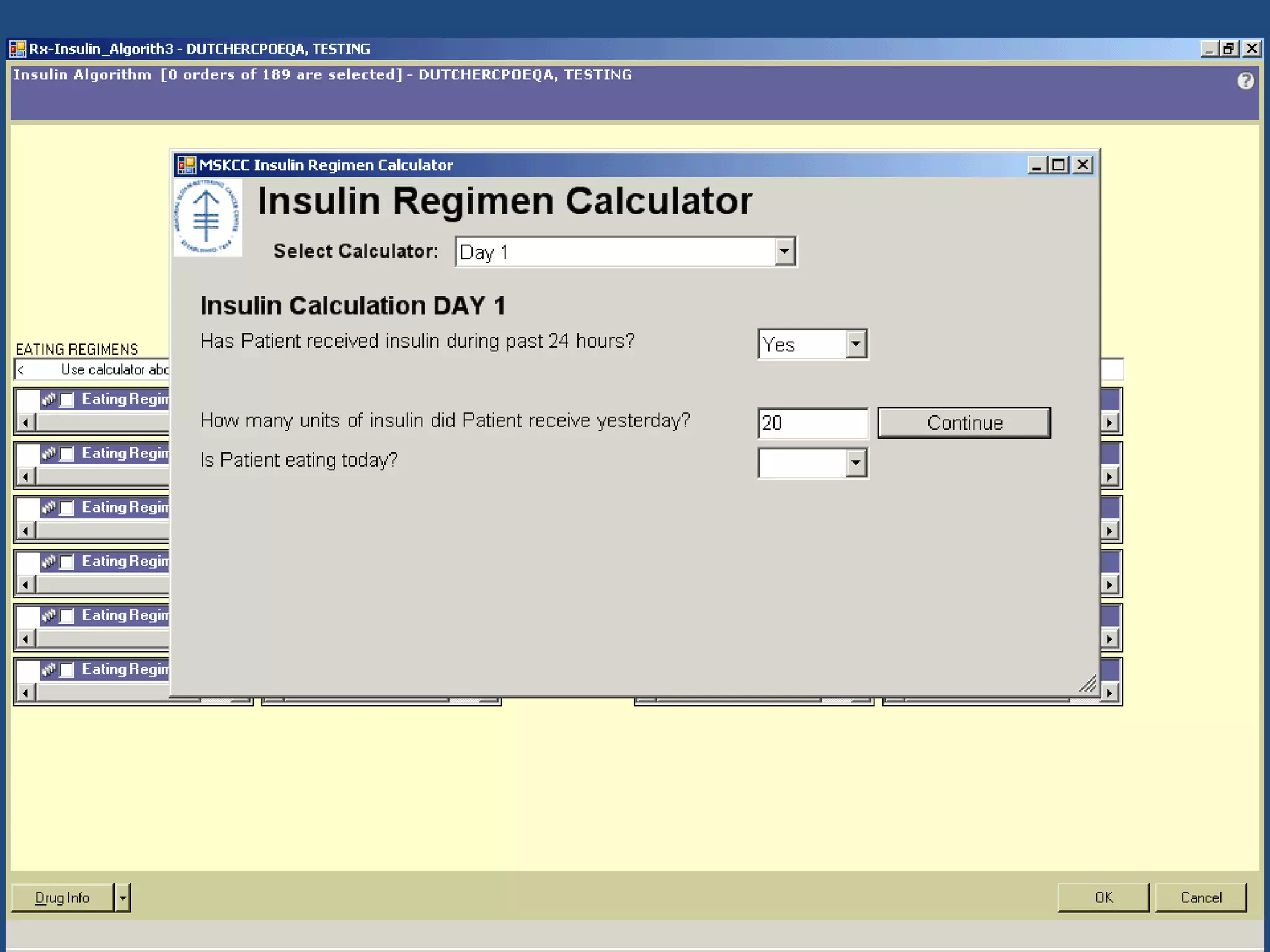 Inpatient insulin orderset