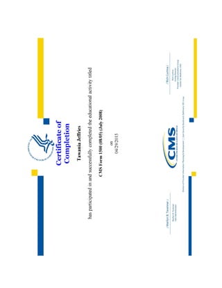 CMS 1500 Form Certificate