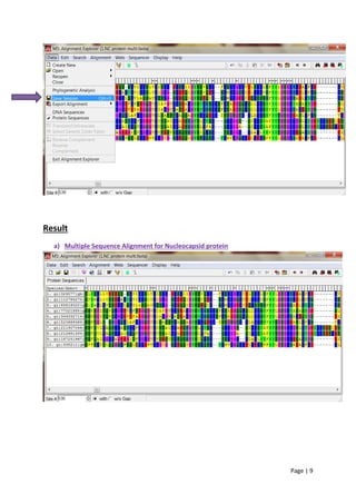 Page | 9
Result
a) Multiple Sequence Alignment for Nucleocapsid protein
 
