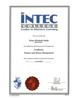 Intec College - Finance and Money Management
