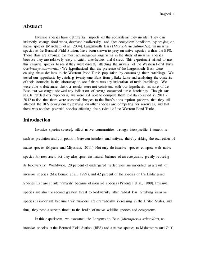 invasive species lab report Invasive+species+lab+report-1 (1) 1 micropterus salmoides from phake lake do not affect actinemys marmorata survival rates kian bagheri dr nina karnovsky bio 41e: evolutionary and ecological biology pomona college 8 may 2015. invasive species lab report Invasive+species+lab+report-1 (1) 1 micropterus salmoides from phake lake do not affect actinemys marmorata survival rates kian bagheri dr nina karnovsky bio 41e: evolutionary and ecological biology pomona college 8 may 2015.