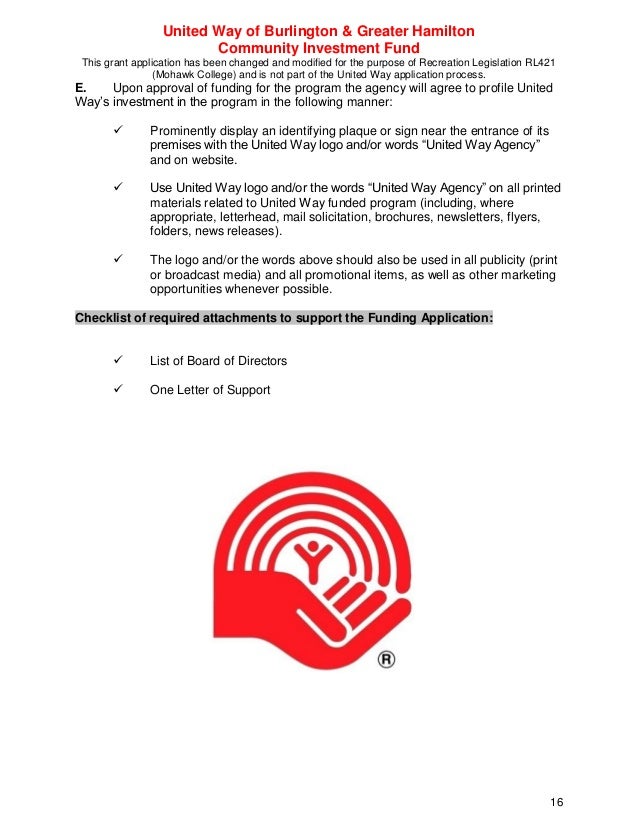 CLH UNITED WAY Grant Application