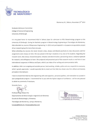 letter Dr. Hugo Mujica MSc