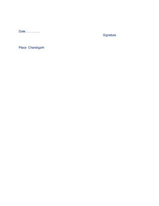 Date ………….
Signature
Place Chandigarh
 